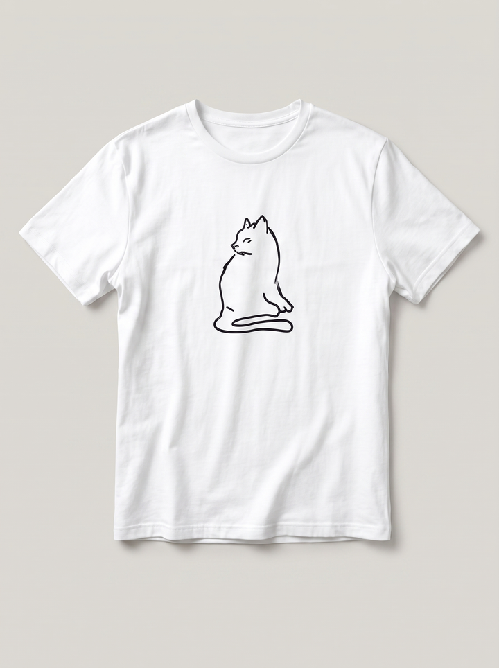 Cat Exclamation Symbol White T-Shirt - Classic Black variant product mockup