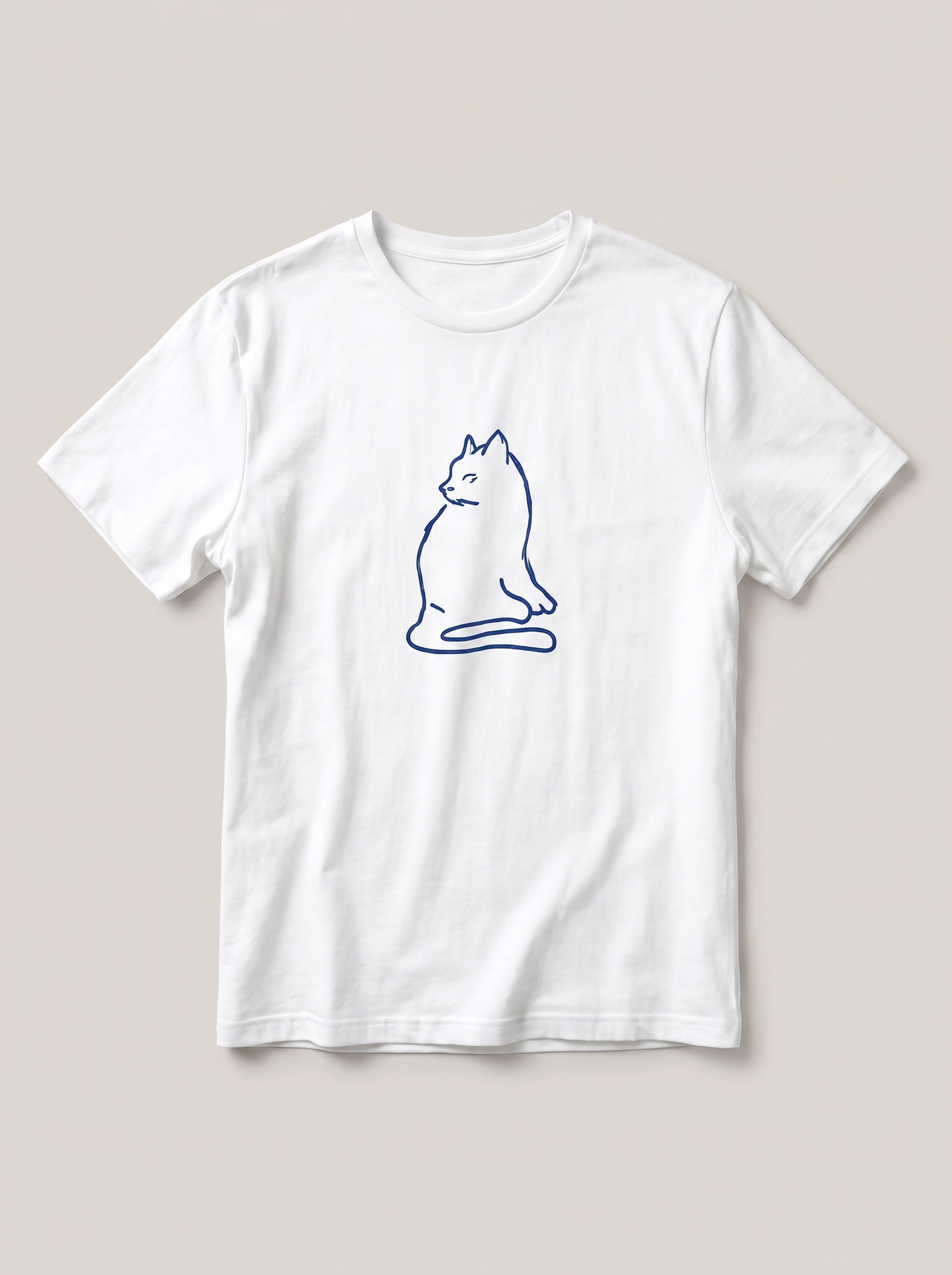 Cat Exclamation Symbol White T-Shirt - Cobalt Blue variant product mockup