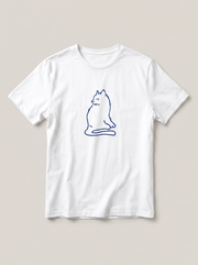 Cat Exclamation Symbol White T-Shirt - Cobalt Blue variant product mockup
