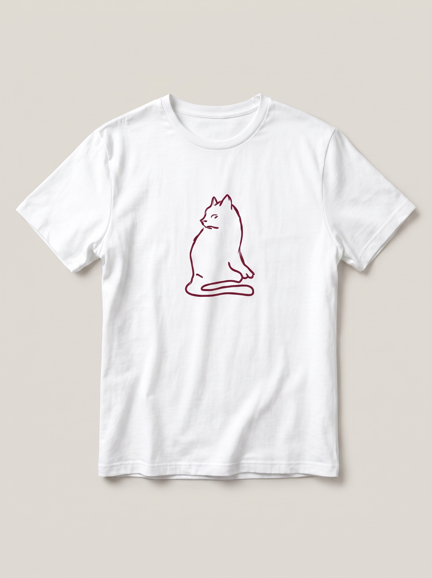 Cat Exclamation Symbol White T-Shirt - Deep Red variant product mockup