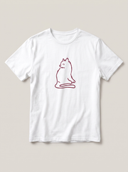 Cat Exclamation Symbol White T-Shirt - Deep Red variant product mockup