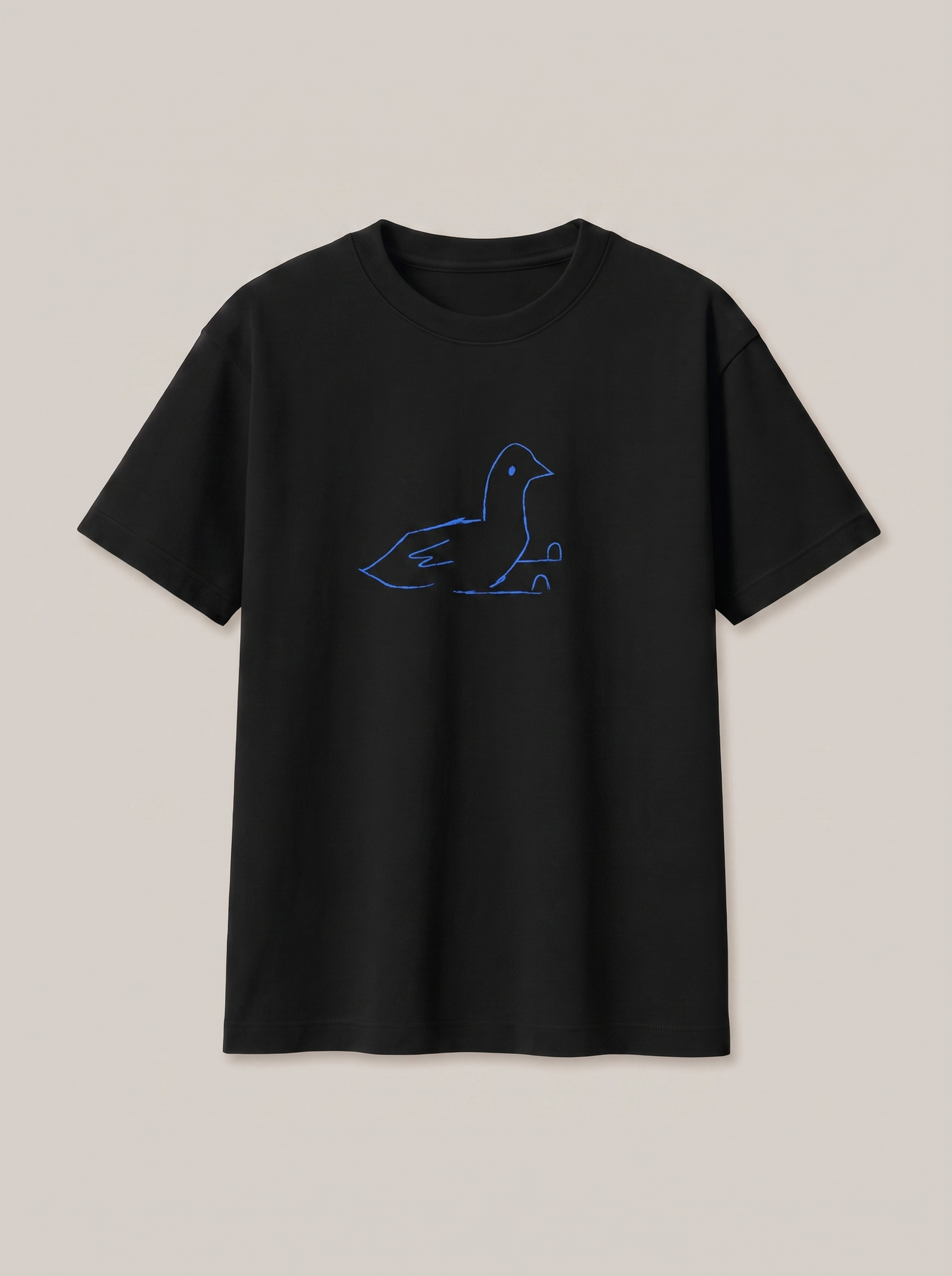 Duck Line Symbol Black T-Shirt - Cobalt Blue variant product mockup