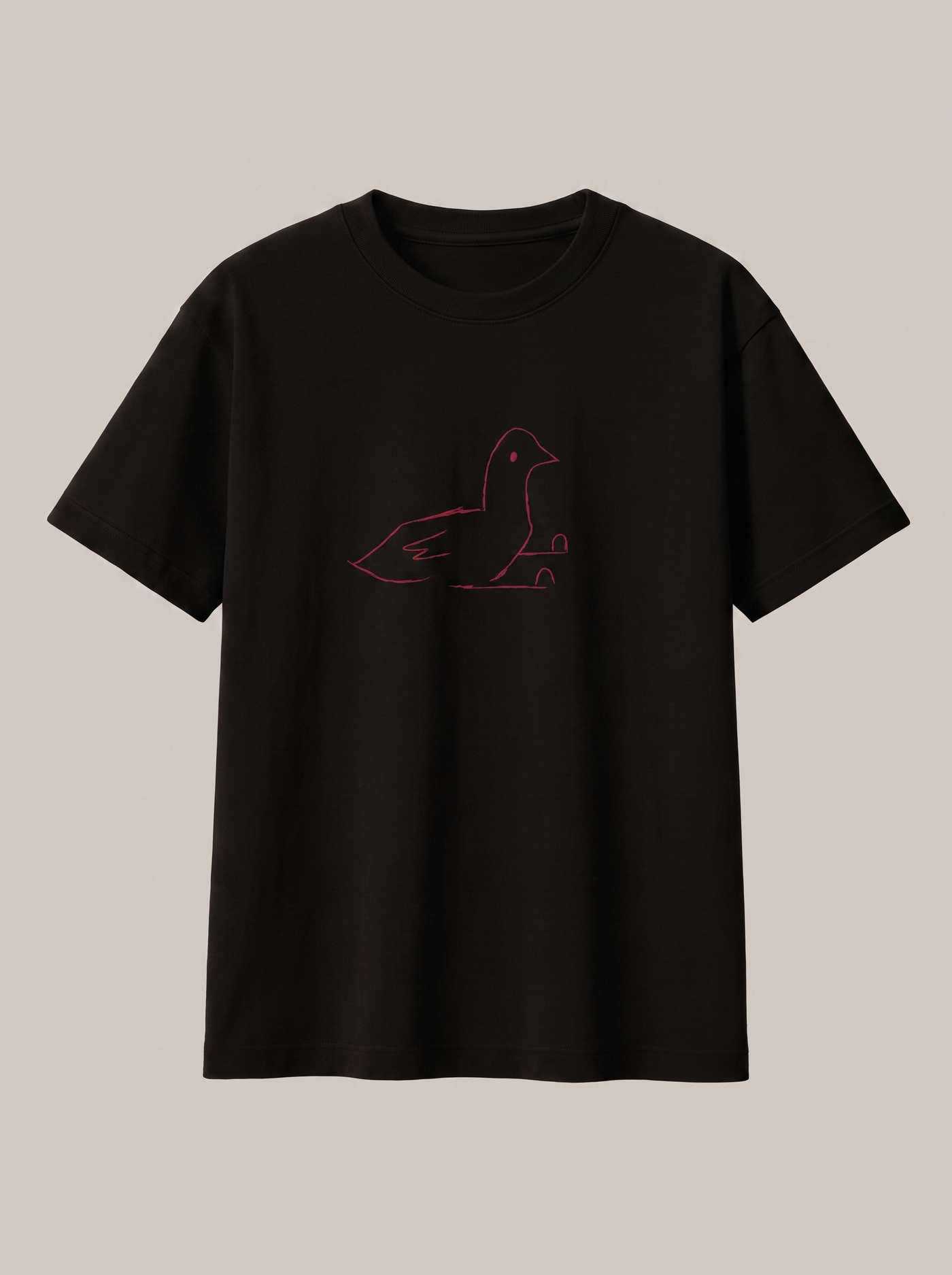Duck Line Symbol Black T-Shirt - Deep Red variant product mockup