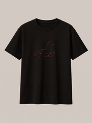 Duck Line Symbol Black T-Shirt - Deep Red variant product mockup