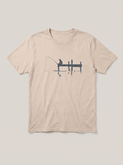 Fishing Dock Nature Beige T-Shirt - Charcoal variant product mockup