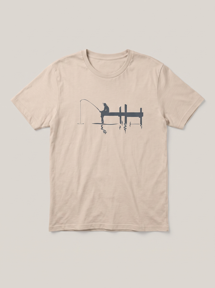 Fishing Dock Nature Beige T-Shirt - Charcoal variant product mockup