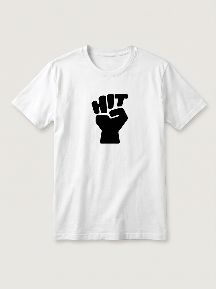 Hit Fist Graphic White T-Shirt - Classic Black variant product mockup
