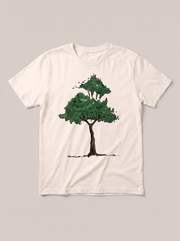 Lone Tree Nature T-Shirt - Off-White Shirt / Color Theory Design hand-painted flat-lay mockup
