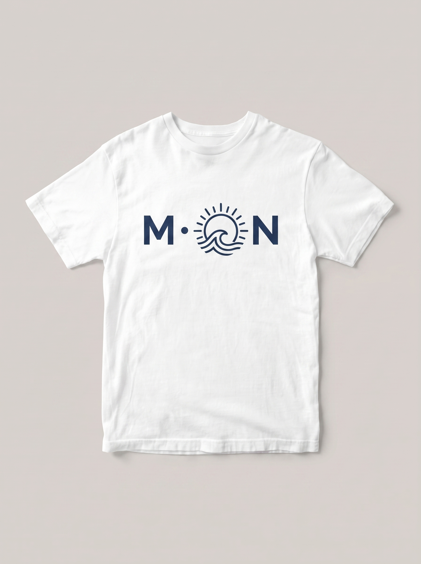 Moon Minimal Symbol White T-Shirt - Midnight Blue variant product mockup