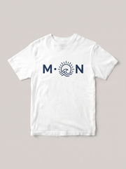 Moon Minimal Symbol White T-Shirt - Midnight Blue variant product mockup