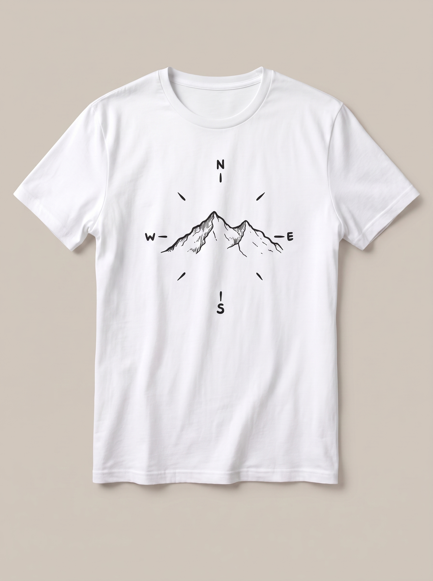 Mountain Compass Nature White T-Shirt - Classic Black variant product mockup