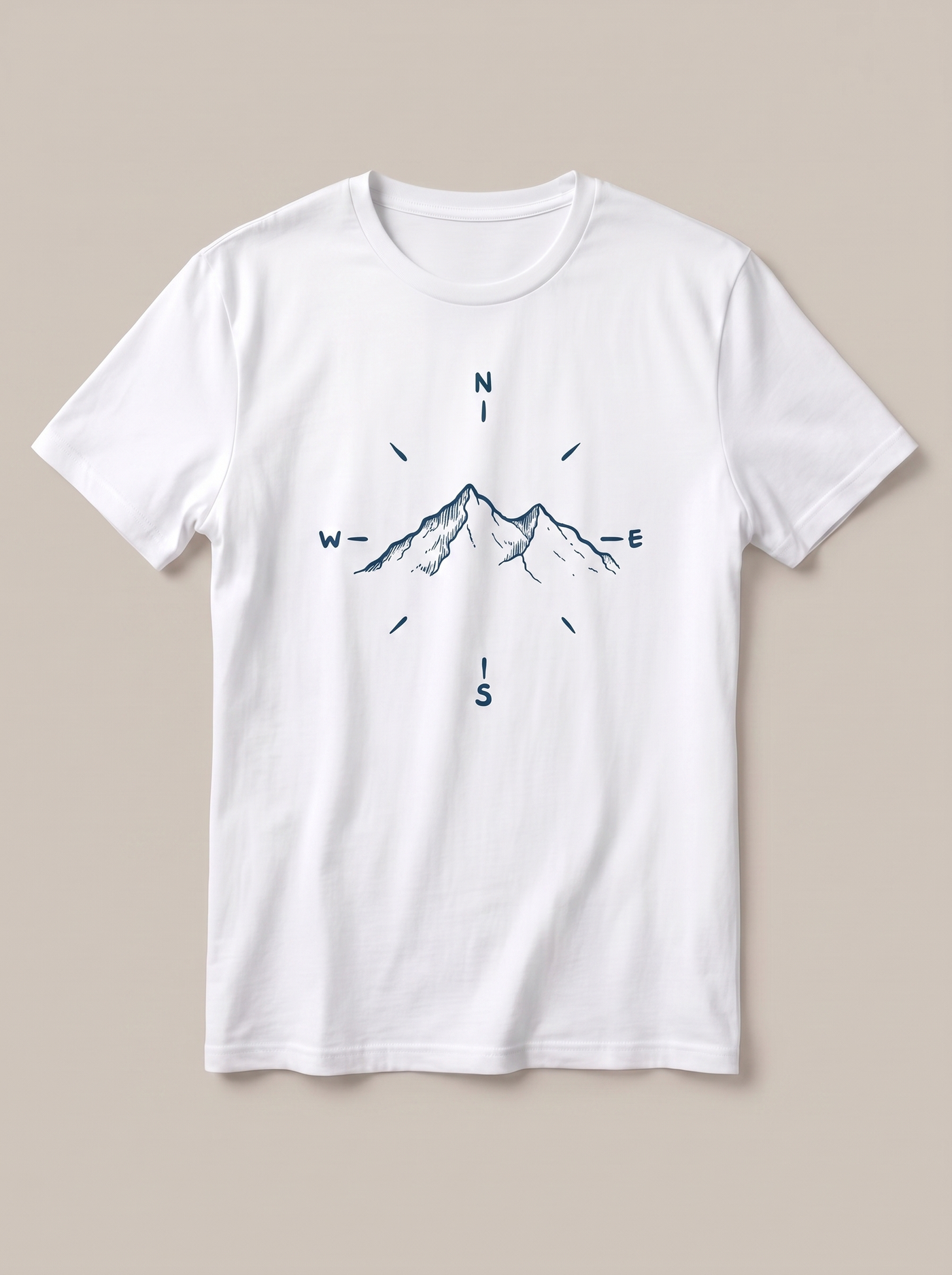 Mountain Compass Nature White T-Shirt - Ocean Blue variant product mockup