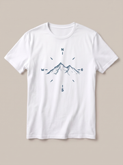 Mountain Compass Nature White T-Shirt - Ocean Blue variant product mockup