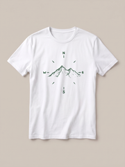 Mountain Compass Nature White T-Shirt - Pine Green variant product mockup