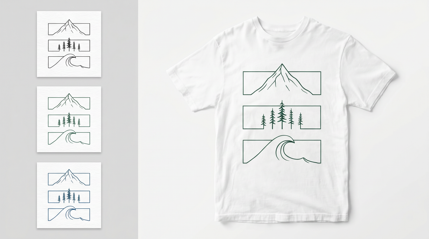 RUAH generated mockup - Mountain Forest Wave Nature White T-Shirt