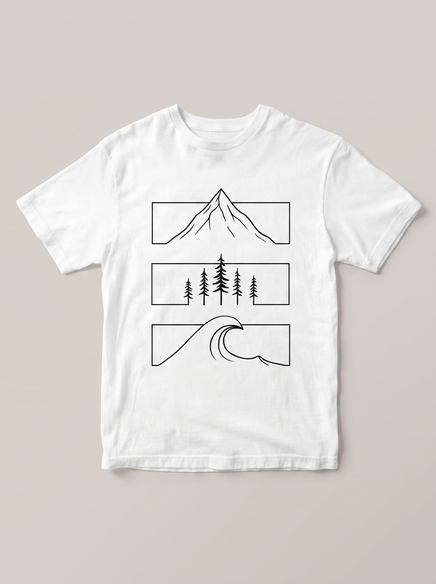 Mountain Forest Wave Nature White T-Shirt - Classic Black variant product mockup