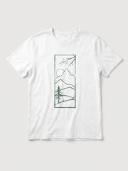 Mountain Window Nature White T-Shirt - Pine Green variant product mockup