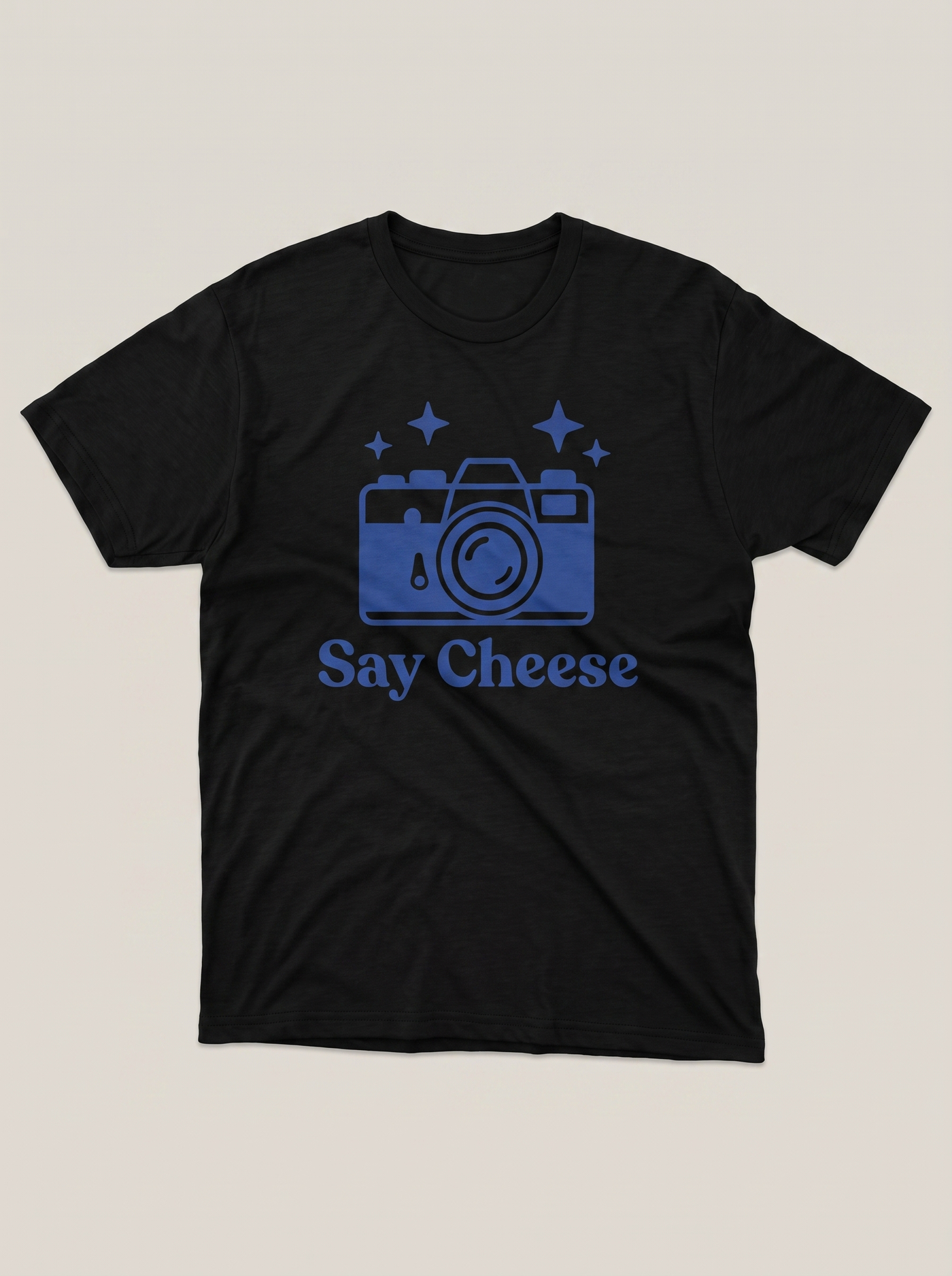 Say Cheese Camera Symbol Black T-Shirt - Cobalt Blue variant product mockup