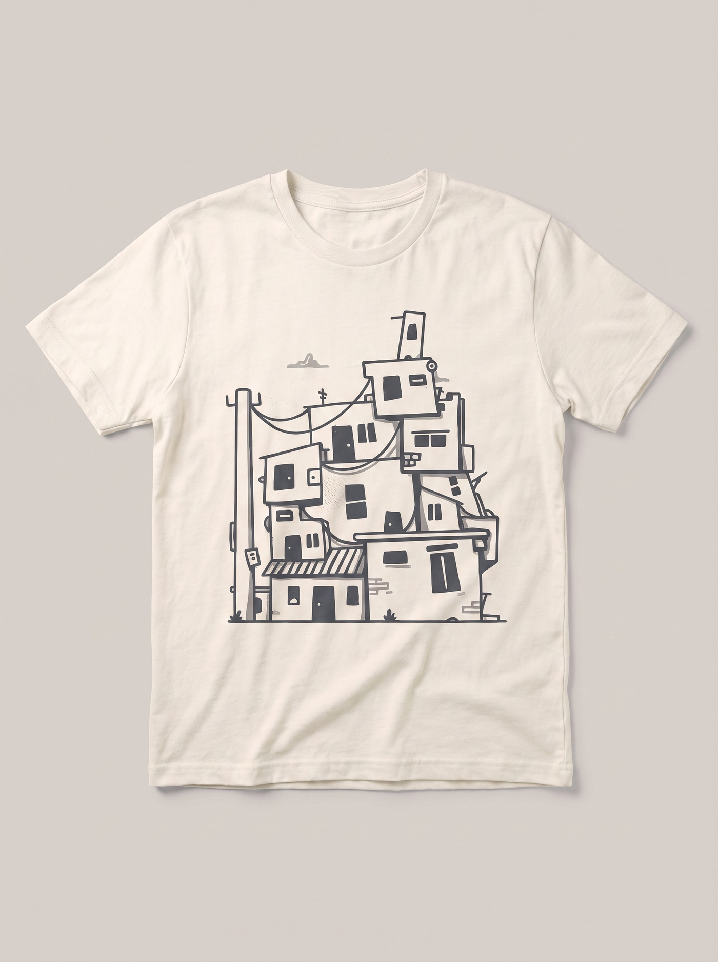Stacked Houses Urban Cream T-Shirt - Muted Charcoal variant product mockup