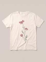 Tall Wildflower Frame T-Shirt - Off-White Shirt / Color Theory Design hand-painted flat-lay mockup