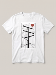 Utility Pole Red Sun Urban White T-Shirt - Brick Red Sun variant product mockup