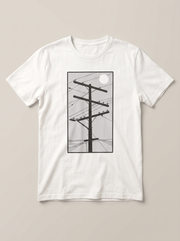 Utility Pole Red Sun Urban White T-Shirt - Soft Gray Accent variant product mockup