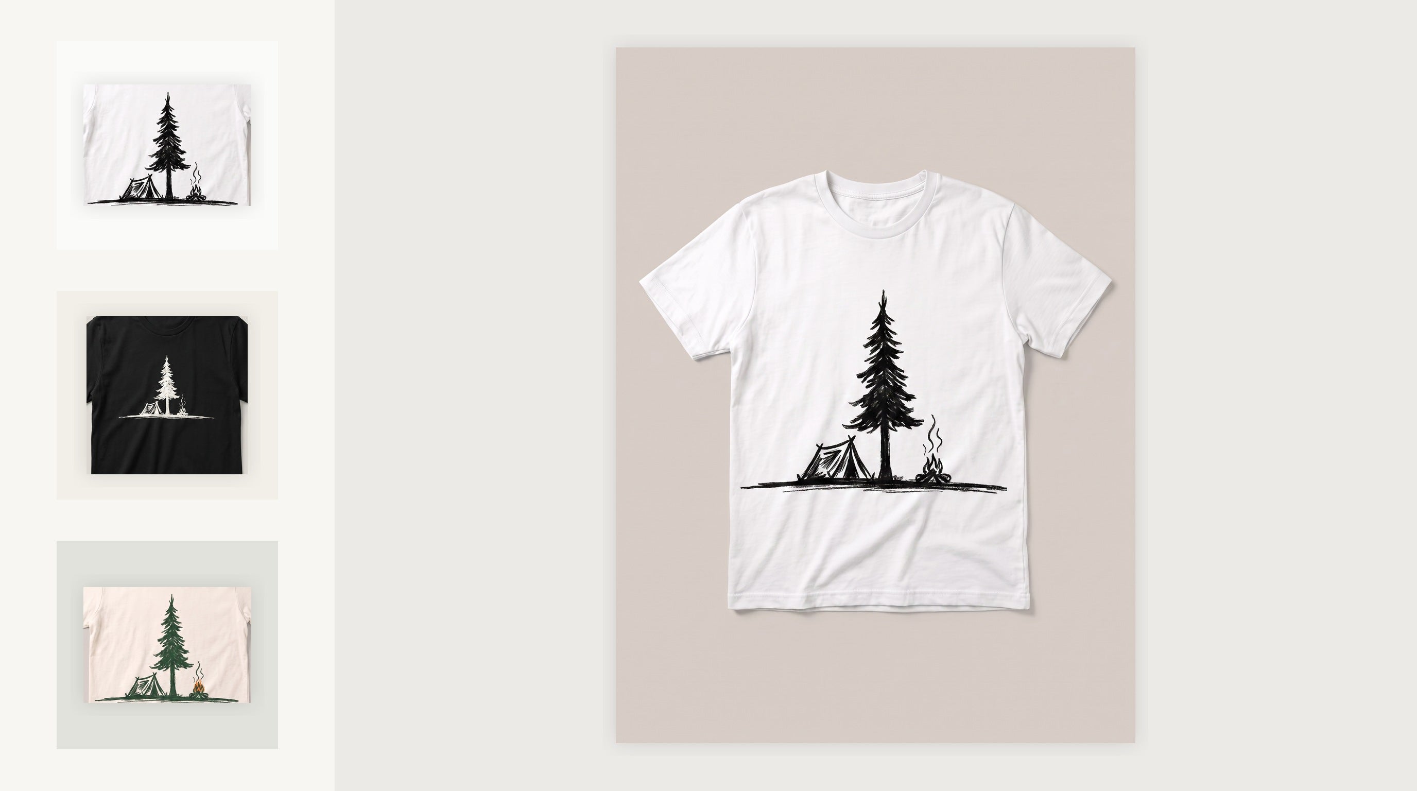 Campfire Pine Nature White T-Shirt voting shirt