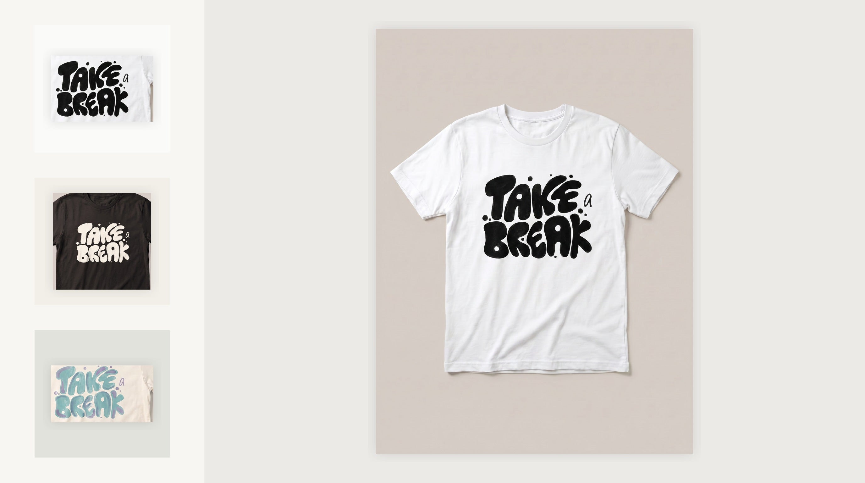 Take A Break Bubble Letter White T-Shirt ranked shirt